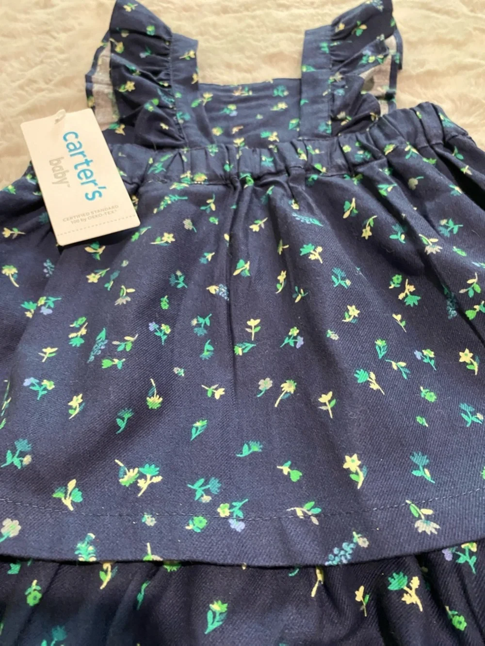 Carter's 2 piece Navy Floral Dress & Matching Bloomer Set